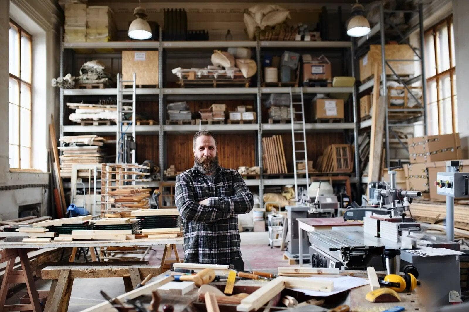 Carpenter in his workshop