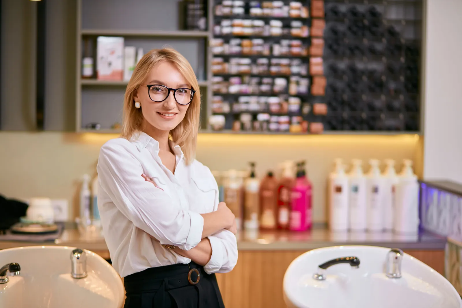 Salon owner in her shop