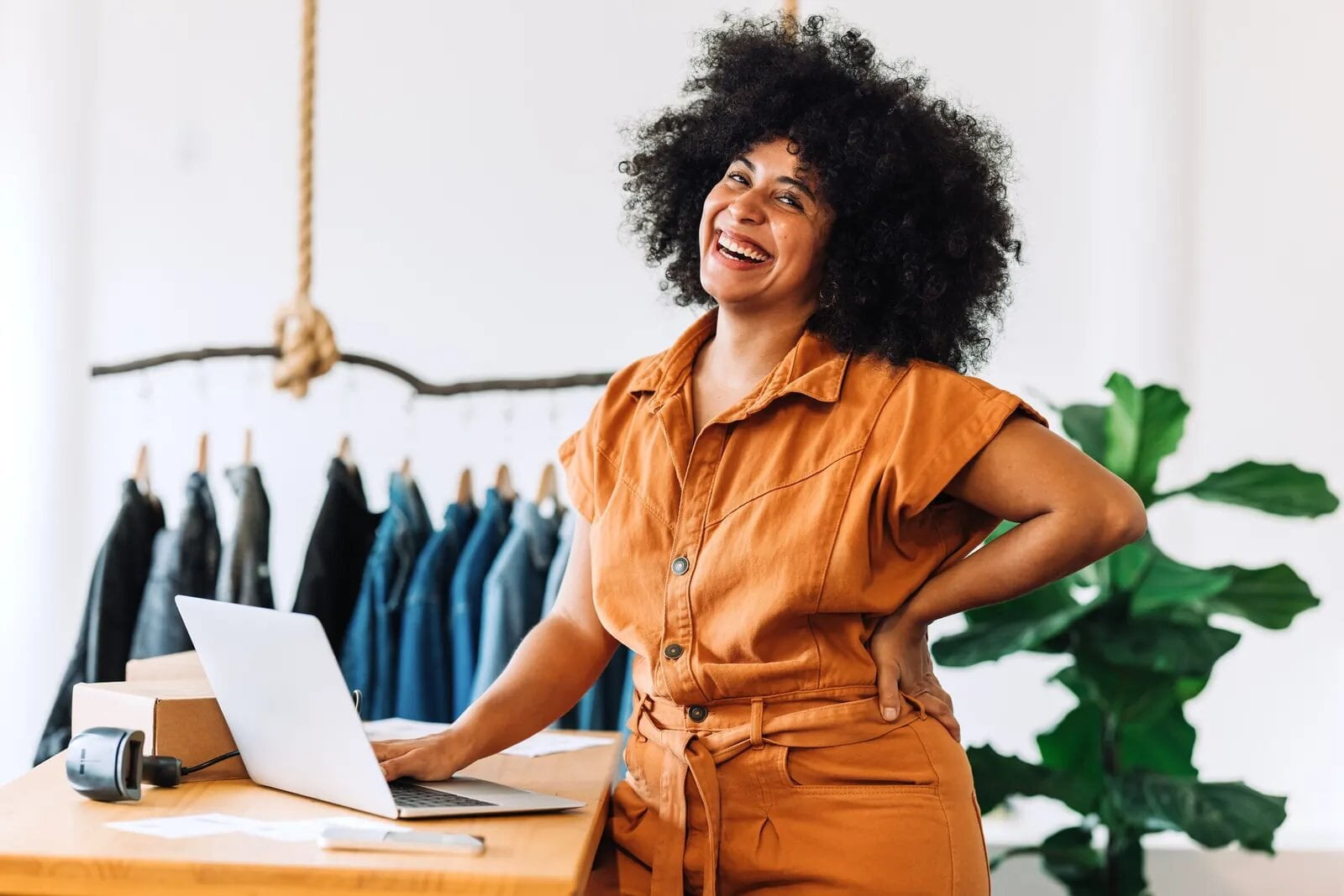 Shop owner in her store